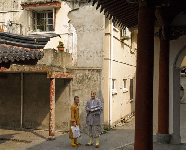 CHINA, Zhejiang , Putuoshan, Monk's quarters at Puji Temple. While this Buddhist temple's origins go back to the Tang dynasty it was completed in 1731 during the Qing dynasty