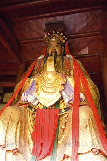 CHINA, Chongqing , Yangtze, Diety in temple at Fengdu Abode of Ghosts