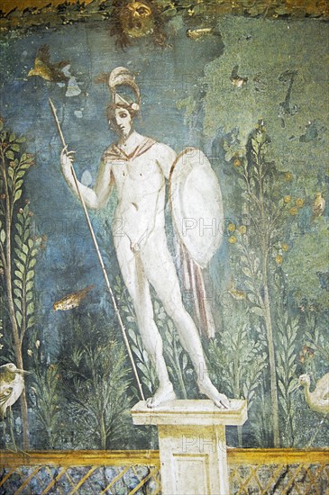 ITALY, Campania, Pompeii, "Painting of Mars, House of Venus, Pompeii archaeological site near Naples"