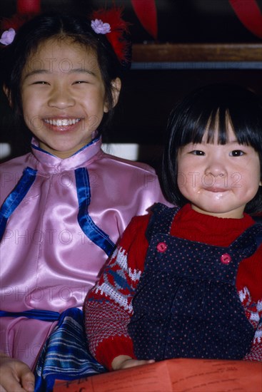 ENGLAND, London, Chinese New Year, "Children celebrating the Year of the Tiger in Chinatown, Soho.  "