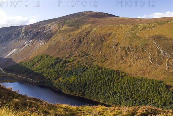 20093566 IRELAND Wicklow Glendalough View west from the Spink Walk on the hills above Glendalough