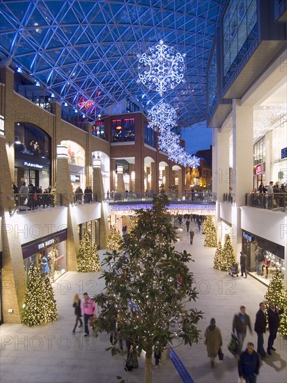 IRELAND, North, Belfast, Victoria Square shopping centre decorated for Christmas.