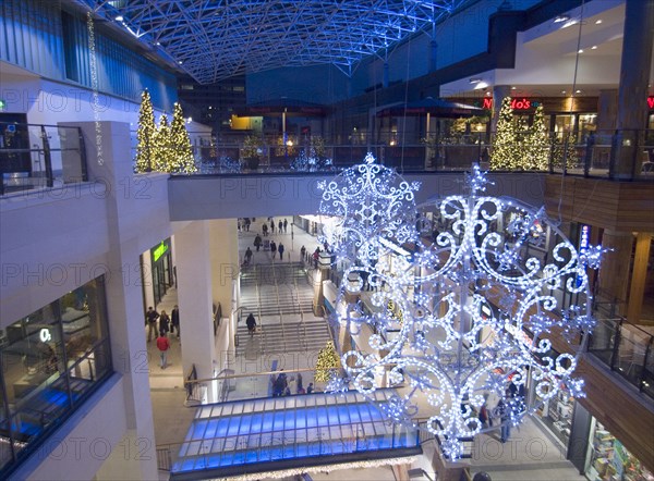 IRELAND, North, Belfast, Victoria Square shopping centre decorated for Christmas.