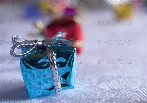 FESTIVALS, Religious, Christmas, Minature wrapped Christmas presents used as festive dinner table decorations.