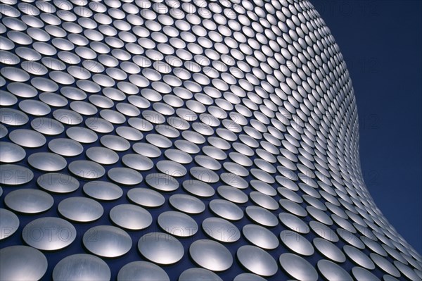 ENGLAND, West Midlands, Birmingham, Selfridges Store at The Bullring Shopping Centre. Exterior detail of the spun aluminium discs.