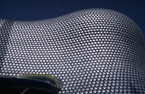 ENGLAND, West Midlands, Birmingham, Selfridges Store at The Bullring Shopping Centre. Exterior detail of the spun aluminium discs.