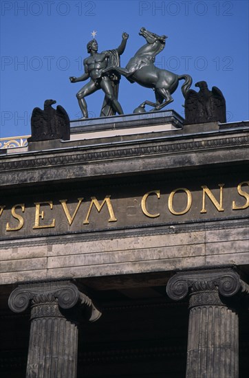 GERMANY, Berlin, Sculpture on roof of the Altes Museum.