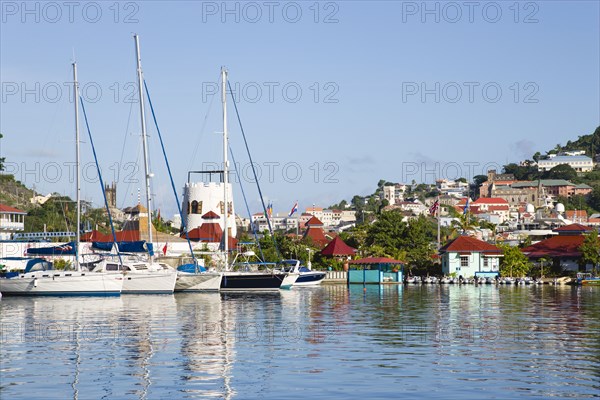 WEST INDIES, Grenada, St George, The new Peter de Savary marina development of Port Louis with the capital city of St George's beyond.