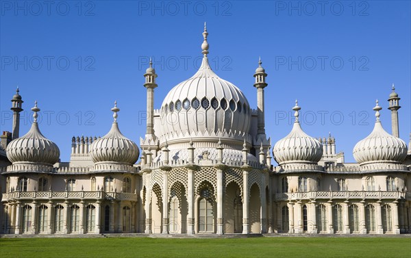 ENGLAND, East Sussex, Brighton, The onion shaped domes of the 19th Century Pavilion designed in the Indo- Saracenic style by John Nash commissioned by George Prince of Wales later to become King George IV