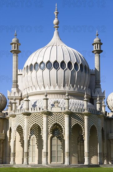 ENGLAND, East Sussex, Brighton, The onion shaped dome of the 19th Century Pavilion designed in the Indo- Saracenic style by John Nash commissioned by George Prince of Wales later to become King George IV