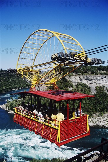 CANADA, Ontario, Niagara, "Whirlpool Spanish aero cable car above Niagara River, downstream from Niagara Falls"