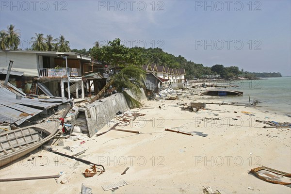 THAILAND, Koh Phi Phi, "What was once paradise is now ruined by the tsunami,beach on koh Phi Phi. On the 6th of Jan."