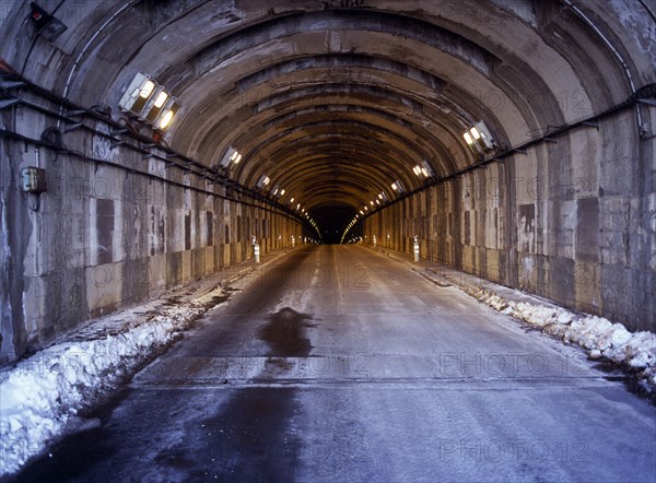 FRANCE, Hautes Pyrenees, Aragnouet , North end of Aragonouet. Bielsa road tunnel to Spain from France. It is 3070 metres long 6 Metres wide 4.3 metres high. Altitude France 1821 metres Spain 166 metres