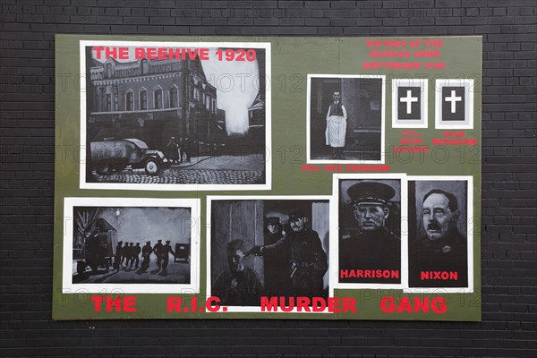 IRELAND, North, Belfast, "West, Falls Road, Political murals painted on walls of the Lower Falls Road area remembering the victims of the 1920 RIC murder gang."