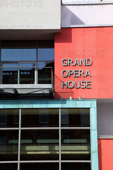 IRELAND, North, Belfast, "Great Victoria Street, Exterior detail of the Grand Opera House modern extension."