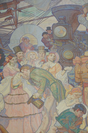 USA, California, Los Angeles, "Dean Cornwell mural depicting Americanization, LA Central library"