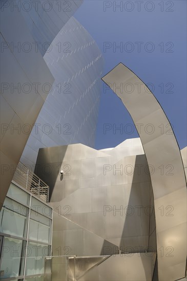 USA, California, Los Angeles, Architectural detail of Walt Disney Concert Hall. Designed by Frank Gehry.