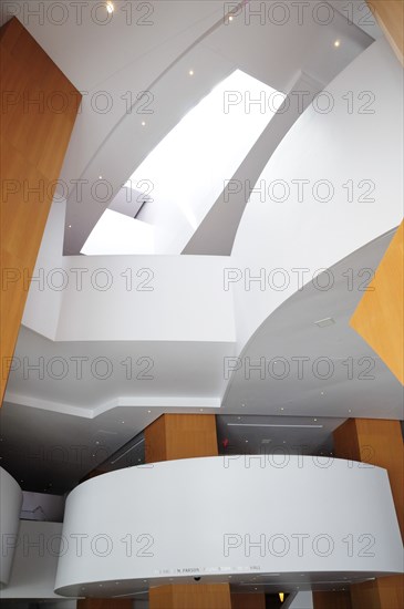 USA, California, Los Angeles, "Interior of lobby, Walt Disney Concert Hall, designed by Frank Gehry. "