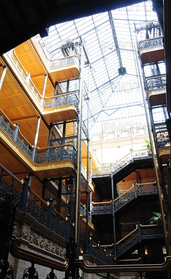 USA, California, Los Angeles, "Interior of Bradbury Building, used as a set for the Blade Runner movie."