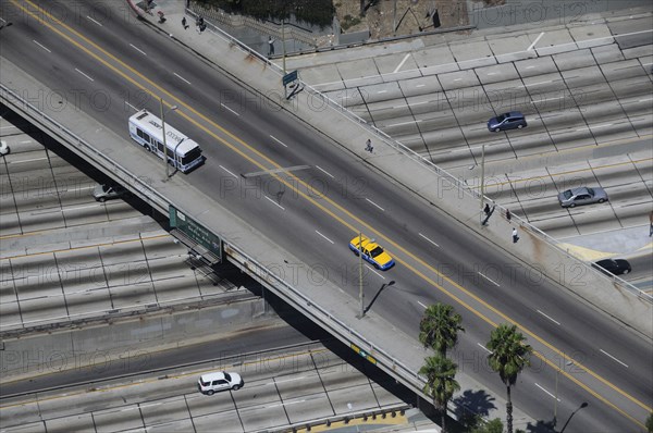 USA, California, Los Angeles, Quiet time on the freeway. Smog