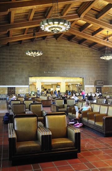 USA, California, Los Angeles, "Interior of Waiting Hall, Union station"