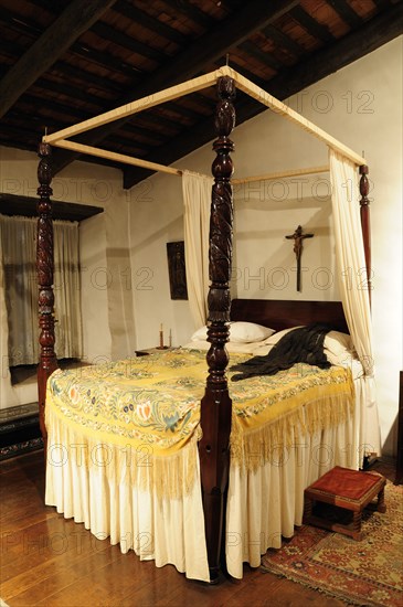 USA, California, Los Angeles, "Lady's bedroom, Avila Adobe, Olvera Street. Oldest standing building in LA,."