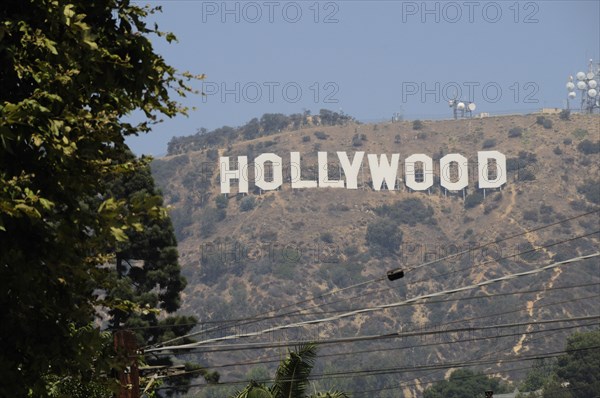 USA, California, Los Angeles, Hollywood sign from Beechwood Drive.