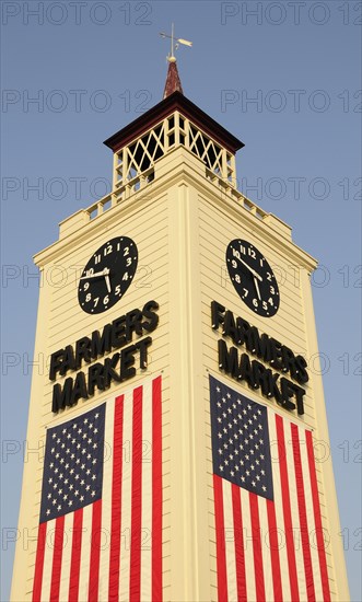 USA, California, Los Angeles, Farmers Market clock tower