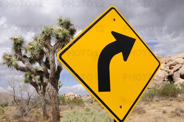 USA, California, Joshua Tree National Park, "Road sign, Joshua Tree National Park"