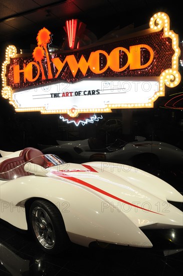 USA, California, Los Angeles, "1999 Mach 5 prototype for Speed Racer cartoon, Petersen Automotive Museum"
