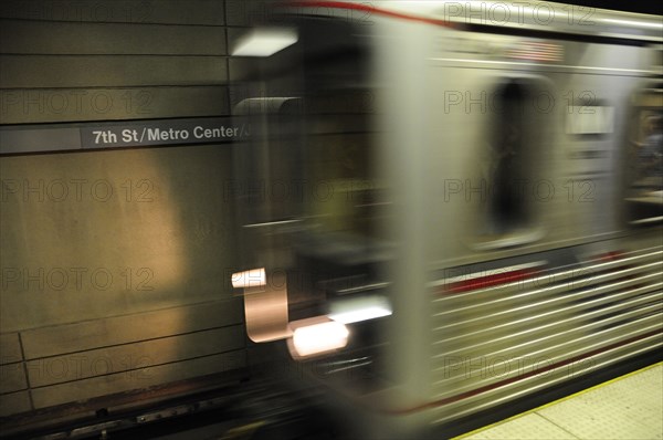 USA, California, Los Angeles, Metro train at Union Station