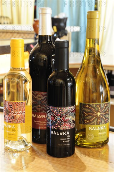 USA, California, Santa Barbara, "Selection of local wines, Kalyra Winery."