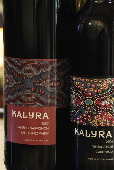 USA, California, Santa Barbara, "Selection of local wines, Kalyra Winery, Santa Barbara"