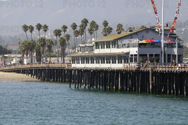 USA, California, Santa Barbara, "View along Stearns Wharf, Santa Barbara"