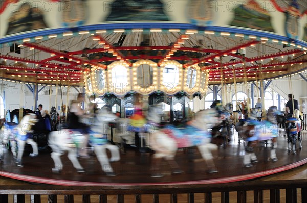 USA, California, Los Angeles, "Looff Carousel, Santa Monica Pier"