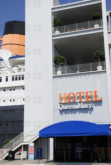 USA, California, Los Angeles, "Queen Mary ship Hotel, Queens Bay, Long Beach"