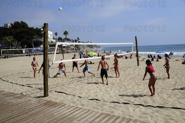 USA, California, Los Angeles, "Volleyball on the beach, Laguna Beach"