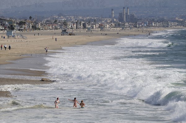 USA, California, Los Angeles, "Beach views with surf, Manhattan Beach"