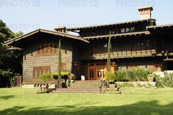 USA, California, Los Angeles, "The Gamble House exterior, Pasadena. Designed by Greene and Green in 1908"