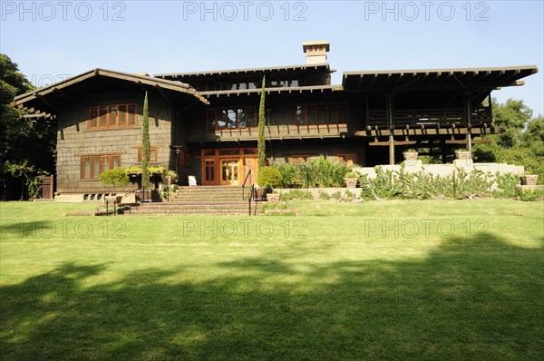 USA, California, Los Angeles, "The Gamble House exterior, Pasadena. Designed by Greene and Green in 1908"