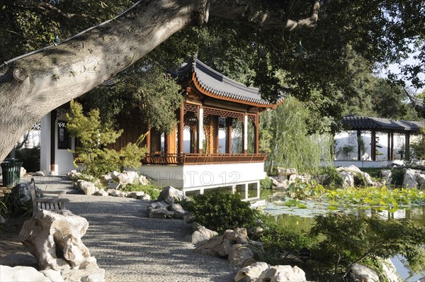 USA, California, Los Angeles, "Path leading to Terrace of the Jade Mirror, The Garden of Flowing Fragrance, Chinese Garden, The Huntington"