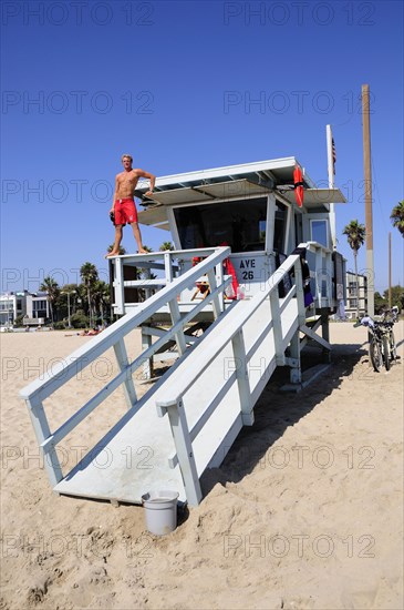 USA, California, Los Angeles, "Lifeguard post, Venice Beach"