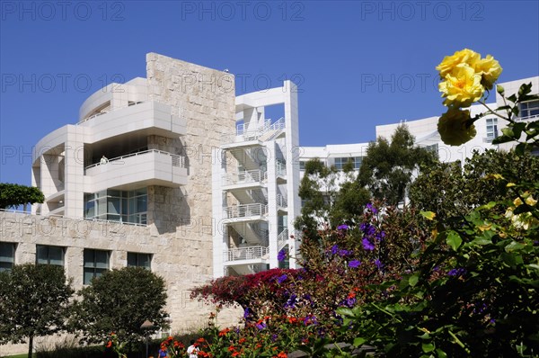 USA, California, Los Angeles, "View back to the Museum from central garden, Getty Centre"