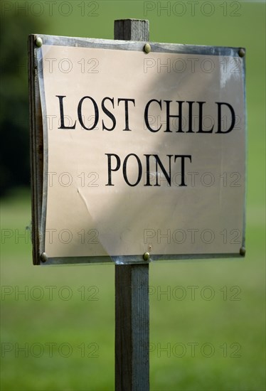 ENGLAND, West Sussex, West Dene, A sign reading Lost Child Point.