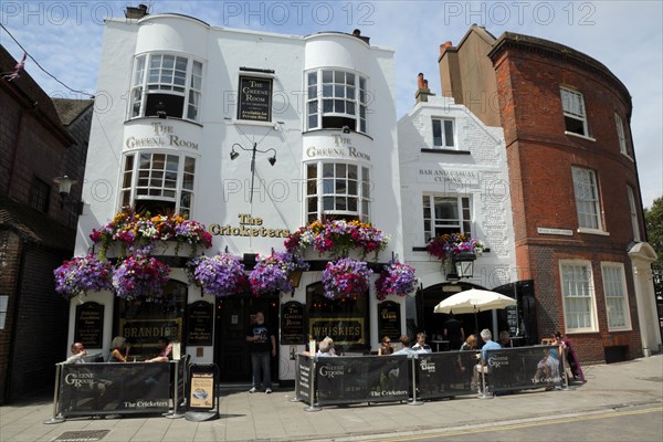 ENGLAND, East Sussex, Brighton, "Black Lion Street, Exterior of the Cricketers Pub. "