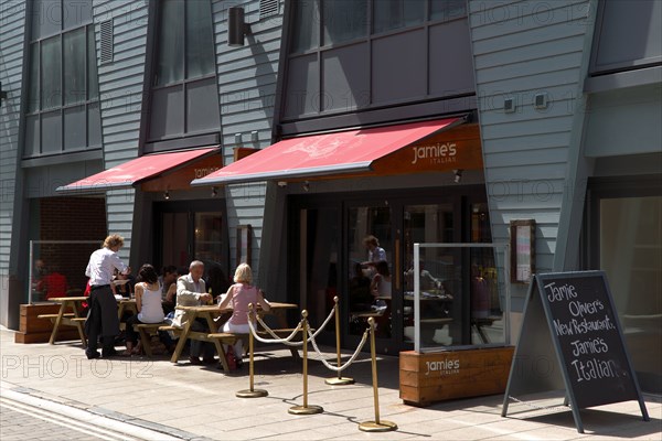 ENGLAND, East Sussex, Brighton, "Black Lion Street, Exterior of Jamies Italian Restaurant."
