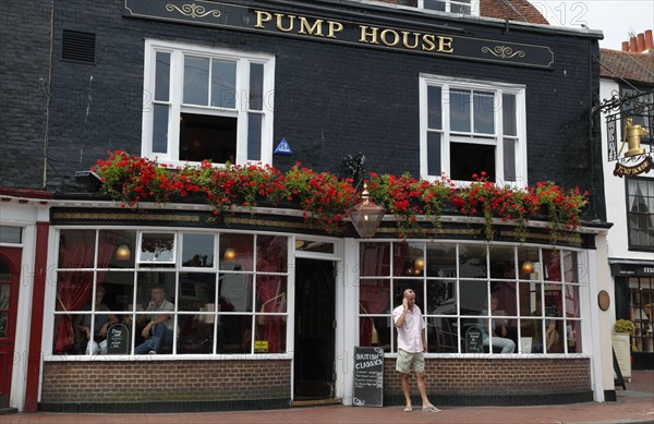 ENGLAND, East Sussex, Brighton, "The Lanes, Market Street, Exterior of the Pump House and Miss Elliotts Dining Room."