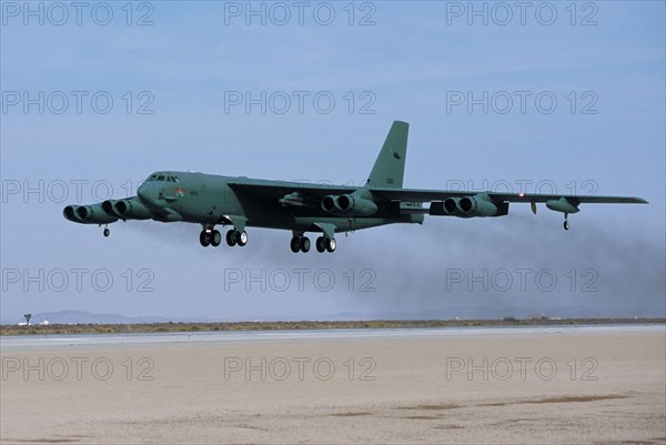 TRANSPORT, Air, Jets, B-52 Stratofortress Long Range Bomber during take off / landing.