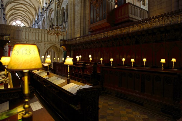 ENGLAND, West Sussex, Chichester, "Interior of the Cathedral, area where the choir sit underneath the organ."