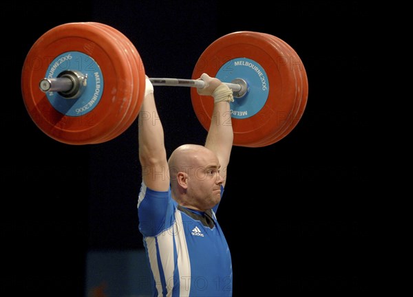 SPORT, Weights, Lifting, "Weight Lifting 94Kg, Tommy Yule winning Bronze medal during Melbourne 2006 Commonwealth Games."